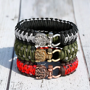 Paracord-Armband mit Drachenkopf-Metallverschluss und U-förmiger Schließe handgefertigt