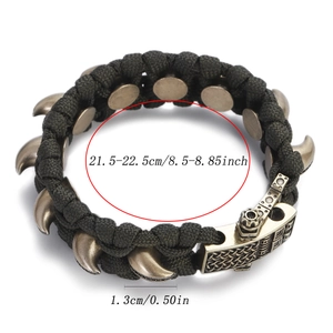 Geflochtenes Herrenarmband aus olivgrünem Paracord mit Vintage-Bronzeschnalle und Zirkon