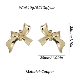 Details zu goldenen Schleifenohrringen mit Maßen 28x25mm und Gewicht 6,10g auf weißem Grund
