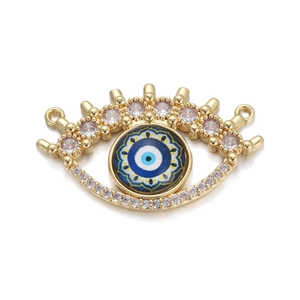 Böser Blick Anhänger mit blauen Zirkonia Steinen und Doppelringen für Schmuck