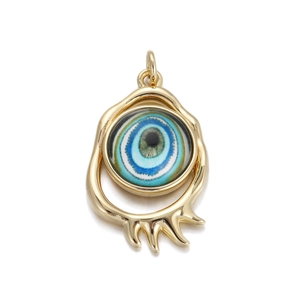 Colgante de ojo turco calado con baño de oro y centro de resina azul turquesa para mujer
