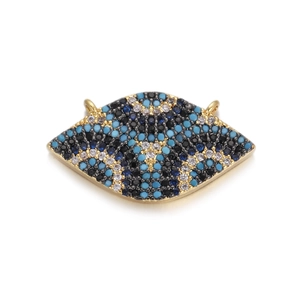 Amulett im Evil-Eye-Stil mit Mikro-Zirkonia und bunter Emaille in Gold-Ausführung