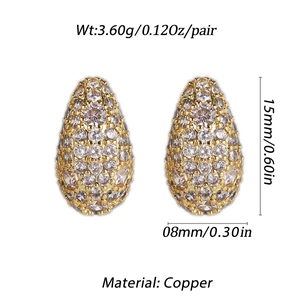 Elegante Tropfenohrringe aus Gold-Kupfer mit schimmernden Zirkonia-Steinen
