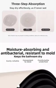 Absorbent diatom mud bath mat showing water drying fast in 10 seconds with anti-slip base