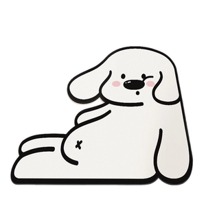 Absorbent cartoon white dog diatom mud bathroom mat with non-slip backing for home decor