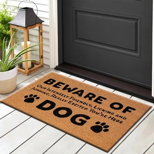Non-Slip PVC Silk Loop Entrance Doormat Brown Rectangular Dirt Trapper Welcome Home Hello Beware Of Dog Floor Mat For Home