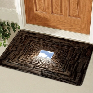 Macro detail of the 3D visual trap design on a non-slip bathroom mat with sky pattern