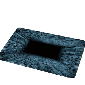 3D optical illusion bath mat with deep stone well design for bathroom flooring