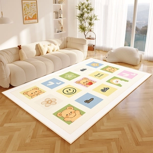 Cartoon bear grid rug made of imitation cashmere for living room decor
