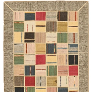 European vintage geometric patchwork area rug with anti-slip backing for bedroom decor