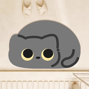Cute Cartoon Cat Shape Diatom Mud Door Mat Absorbent Anti-Slip Floor Mat Modern Minimalist Entryway Rug For Home Bathroom