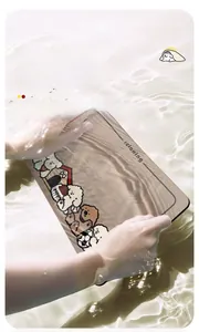Detail showing cartoon dog diatom mud mat underwater with durable bonding technology