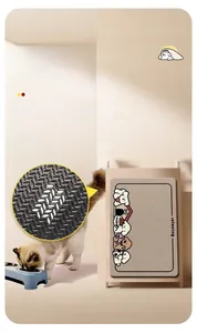 Detail showing high-density herringbone non-slip rubber base of the cartoon pet food mat
