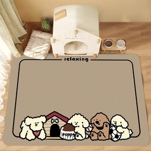 Cartoon Dog Pet Feeding Mat Diatom Mud Absorbent Non-Slip Puppy Kitten Placemat Waterproof Washable Pet Floor Rug