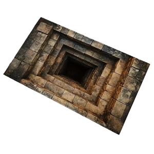 3D visual illusion door mat with retro brick well design for bathroom and entryway