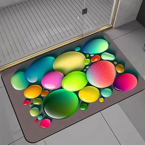 Makro-Detail einer 3D bunten Kieselstein-Badematte mit glatter Oberfläche