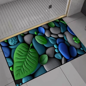 Detail der saugfähigen 3D-Matte mit Kieselstein-Motiv und rutschfester Unterseite
