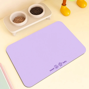 Non-Slip Absorbent Diatom Mud Pet Feeding Mat Cartoon Cat Pattern Soft Rubber Bottom Water-Proof Pet Placemat For Cats Dogs