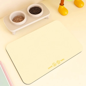 Modern minimalist diatom mud pet feeding mat with anti-slip design and sweet baby print