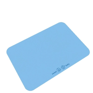 Modern light blue diatom mud pet mat with anti-slip design and cute cat illustration