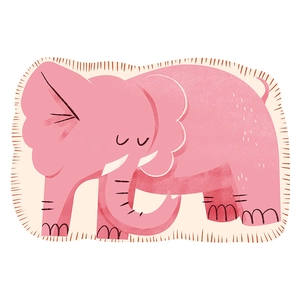 Absorbent pink elephant shaped bath mat with cute cartoon design and soft texture
