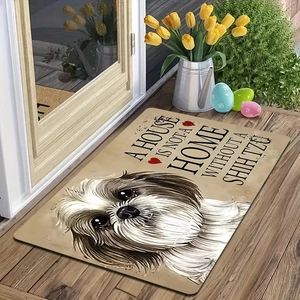 Shih Tzu Dog Diatom Mud Floor Mat Anti-Slip Water Absorbent Quick Drying Doormat For Entrance Bathroom Kitchen Home Decor