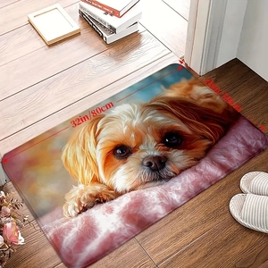 Shih Tzu printed diatom mud rug 20x32 inch absorbent non-slip door mat for home