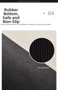 Close-up of the black rubber backing with anti-slip herringbone texture for bathroom mats