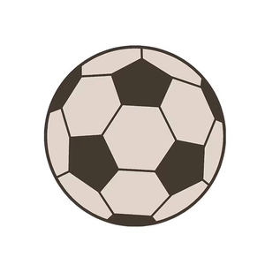 Close-up of vintage beige and brown soccer ball pattern on absorbent bath mat