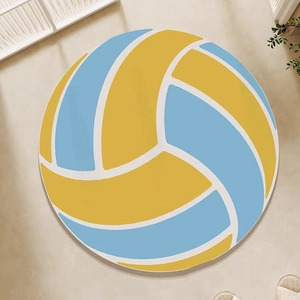 Round Diatom Mud Bathroom Mat Absorbent Quick Dry Floor Mat Sports Basketball Football Volleyball Baseball Patterns Non-Slip Home Entry Rug