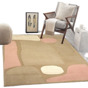 Modern Nordic abstract rug with geometric patterns in cream and gray for living rooms
