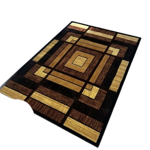 Modern 3D geometric block area rug in brown and beige tones for living room decor