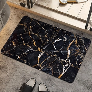 Detail of luxury marble pattern bath mat with non-slip texture and round corners