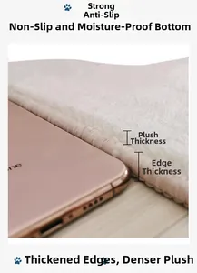 Close-up of thick plush faux cashmere rug with non-slip bottom and reinforced edging