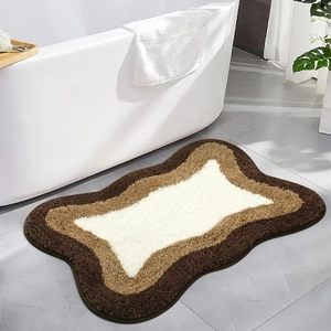 Modern Minimalist Imitation Cashmere Wave Shape Non-Slip Bath Mat Absorbent Bedroom Living Room Rug Decorative Floor Carpet