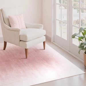 Modern abstract gradient pink rug with non-slip backing for living room and bedroom decor
