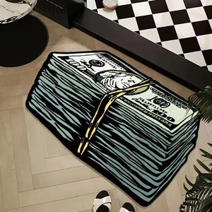 Tappeto creativo con motivo banconota da 100 dollari e retro antiscivolo decorativo