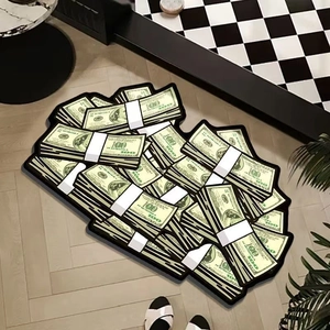 Tappeto creativo a forma di banconote da 100 dollari in finta cashmere antiscivolo