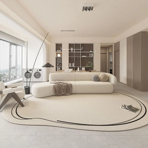 Modern Minimalist Irregular Shape Polyester Area Rug Abstract Geometric Pattern Faux Cashmere Soft Non-Slip Floor Carpet