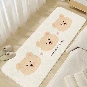 Cartoon Animal Faux Cashmere Bedside Rug Non-slip Soft Area Mat For Bedroom Living Room Home Decor Floor Carpet