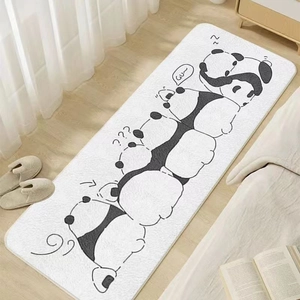 Soft panda pattern faux cashmere bedside rug with non-slip backing for home decor