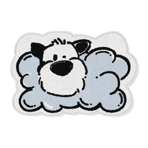 Cute puppy cartoon shaped tufted faux cashmere floor mat for entryway and balcony
