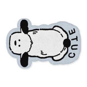 Cute cartoon puppy non-slip mat with plush texture and blue CUTE lettering for home