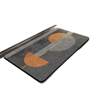 Modern geometric diatom mud bathroom mat with orange and grey anti-slip absorbent design