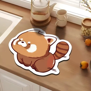 Cute cartoon red panda diatom mud absorbent bathroom floor mat for home entrance