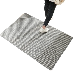 Modern grey and white woven sisal-style doormat for entryway with non-slip texture