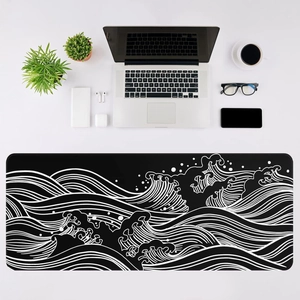 Modern Diatom Mud Desk Mat Large Thickened Mouse Pad With Printed Topographic Wave Pattern For Office And Home Gaming Use