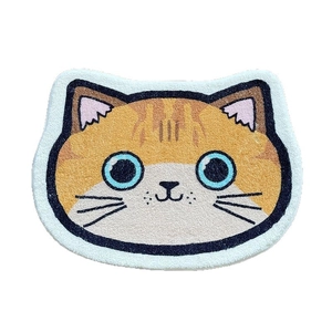 Tapis de sol mignon en forme de chat roux avec grands yeux bleus pour la chambre