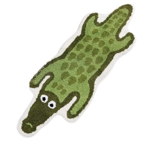 Cartoon crocodile non-slip rug made of thick faux cashmere for bathroom and entryways