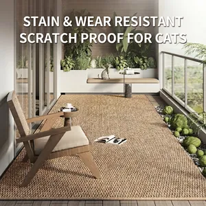 Japanese Minimalist Imitation Sisal Area Rug Non-Slip Wear-Resistant Floor Mat For Living Room Balcony Printed Home Carpet